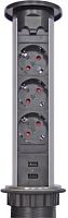 Розетка встраеваемая выдвижная сенсорная Mebax 105J 3-м.+2xUSB Ø60мм серебро картинка